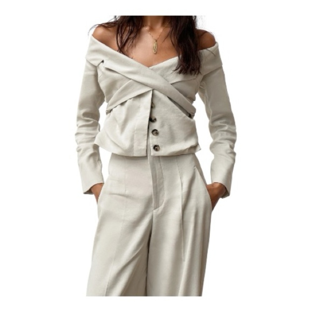 Zara Cream Off-Shoulder Blazer
